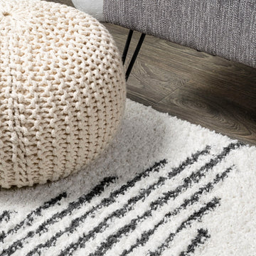 Elm Diamond Stripe Geometric Shag Area Rug